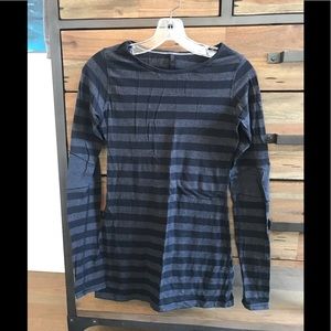 Lululemon black & gray stripe long sleeve top, 6.